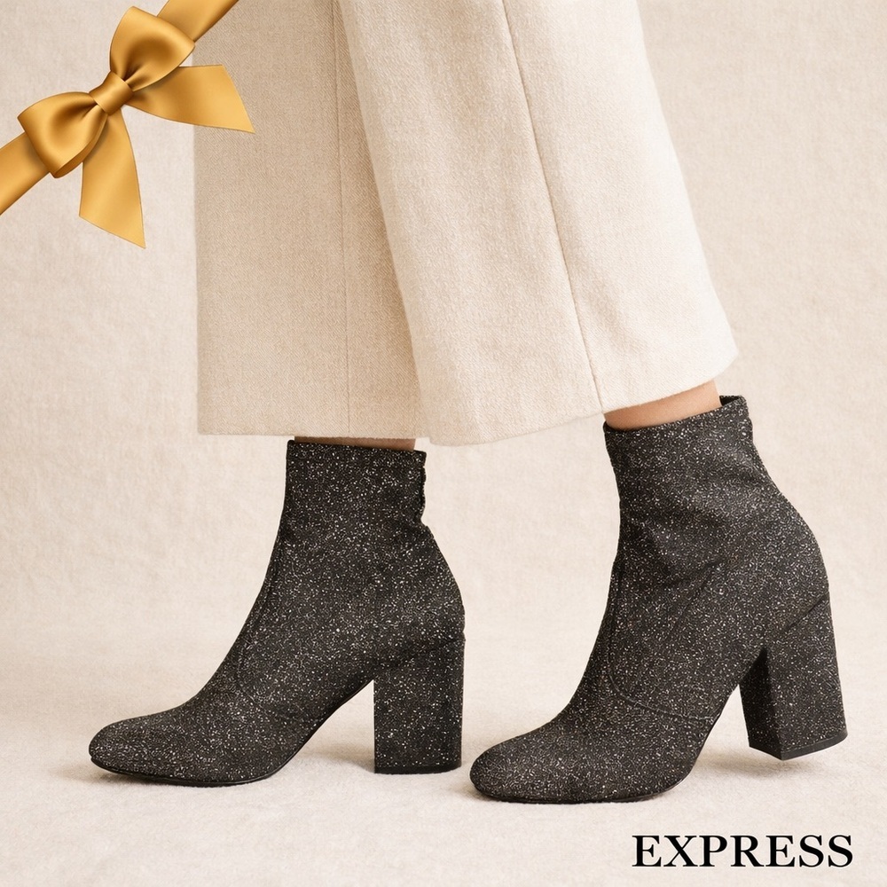 Express Glitter Ankle Booties 7 - Picture 1 of 9